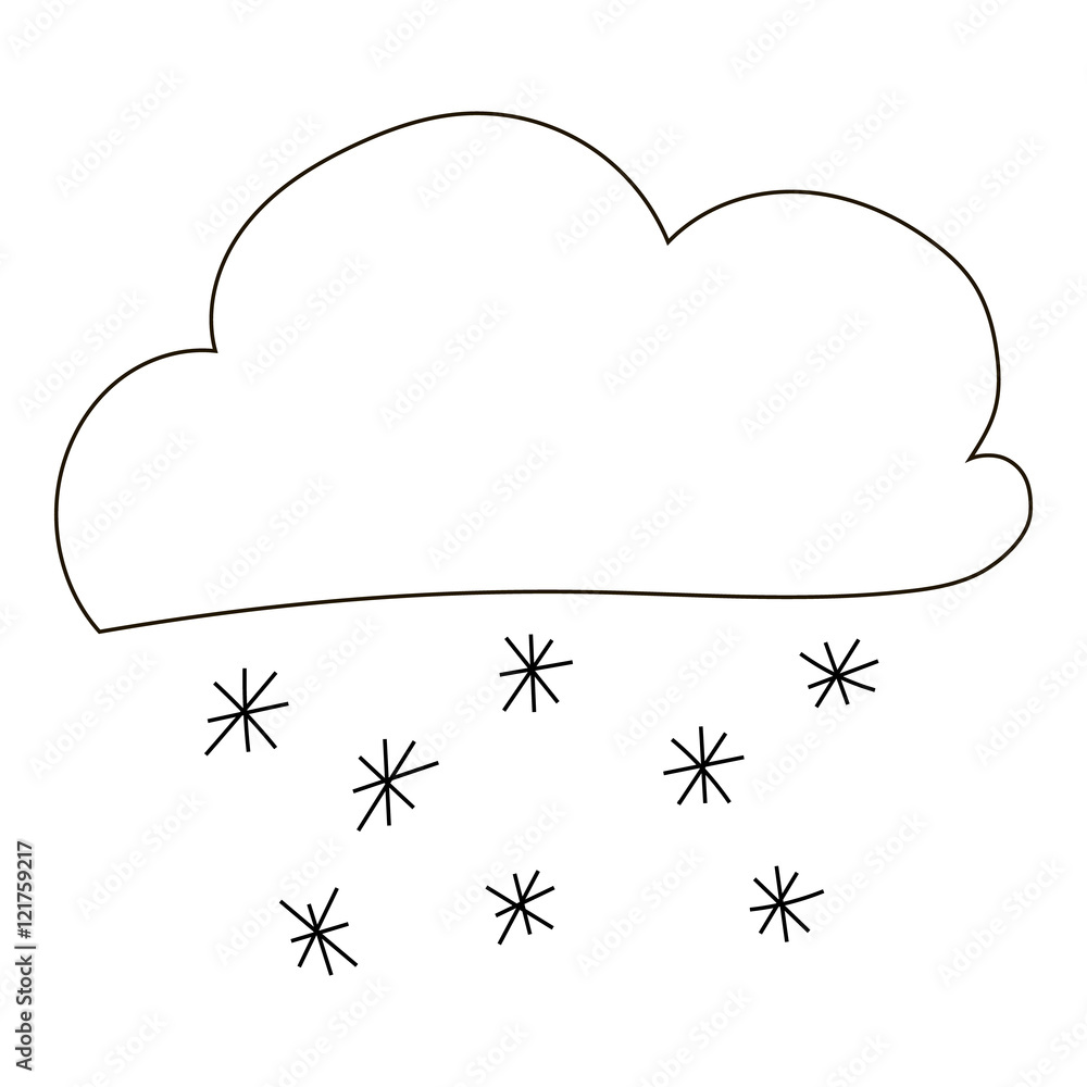 Clouds and snow icon in outline style isolated on white background. Weather symbol vector illustration Clouds and snow icon in outline style isolated on white background. Weather symbol vector illustration