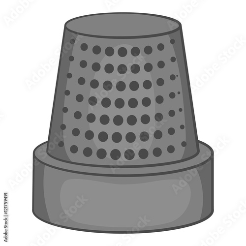 Thimble icon in black monochrome style isolated on white background. Accessory symbol vector illustration