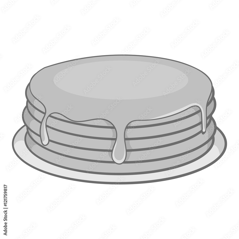 Pancakes with honey icon in black monochrome style isolated on white background. Food symbol vector illustration Pancakes with honey icon in black monochrome style isolated on white background. Food symbol vector illustration