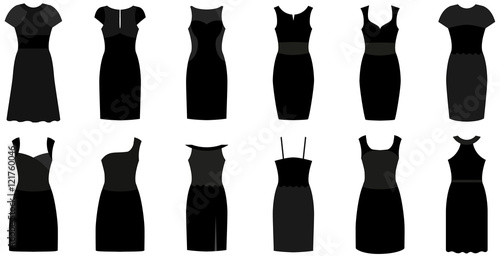 Set of twelve different elegant and expensive cocktail dresses