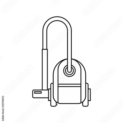 Vacuum cleaner icon in outline style isolated on white background. Cleaning symbol vector illustration