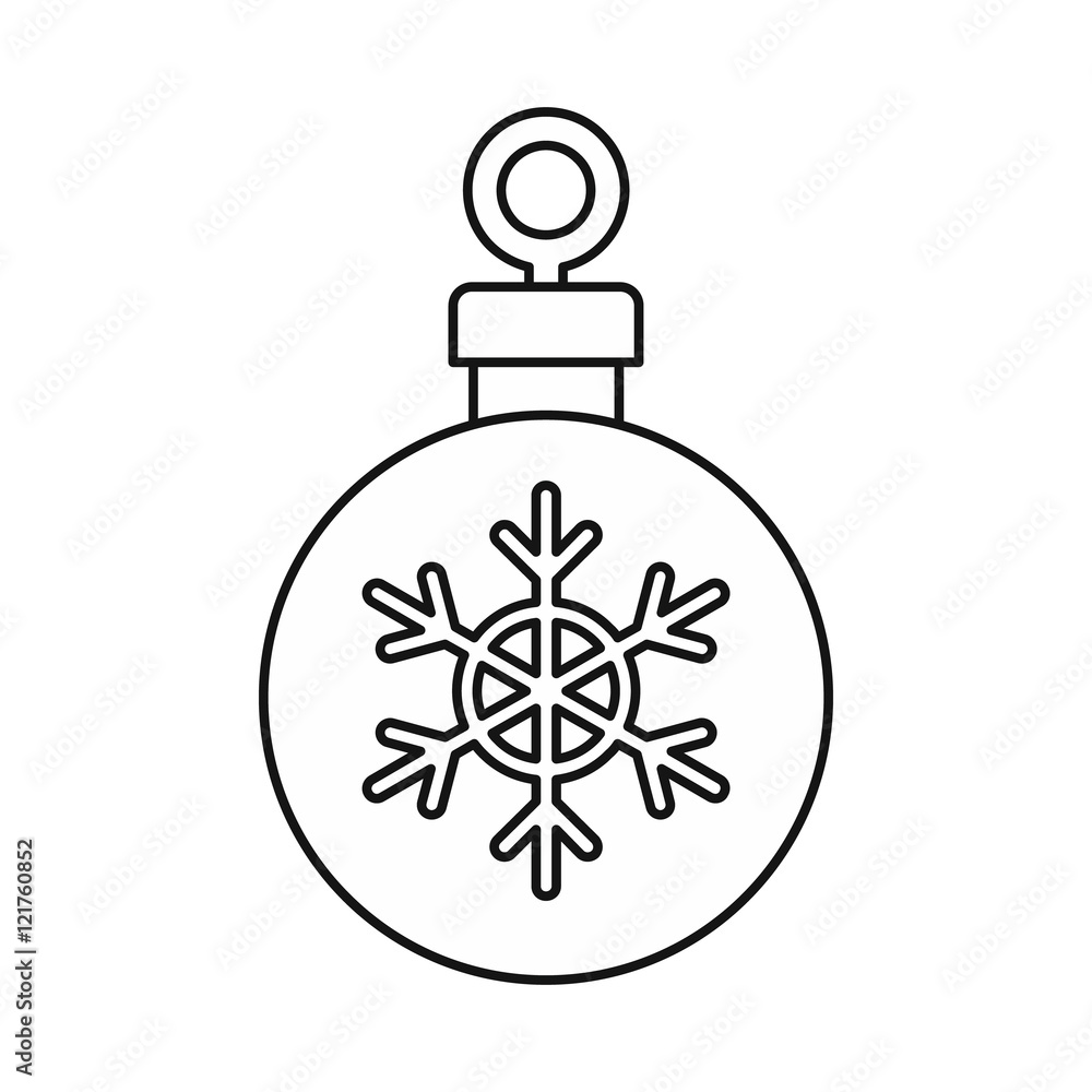Christmas ball icon in outline style isolated on white background. New year symbol vector illustration Christmas ball icon in outline style isolated on white background. New year symbol vector illustration