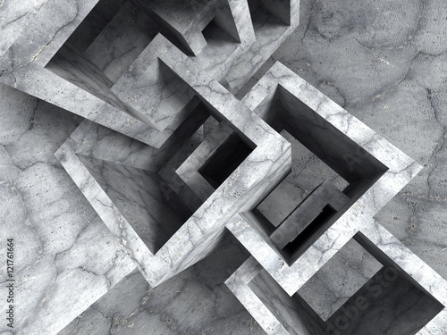 Fototapeta Naklejka Na Ścianę i Meble -  Abstract concrete architecture chaotic cubes construction