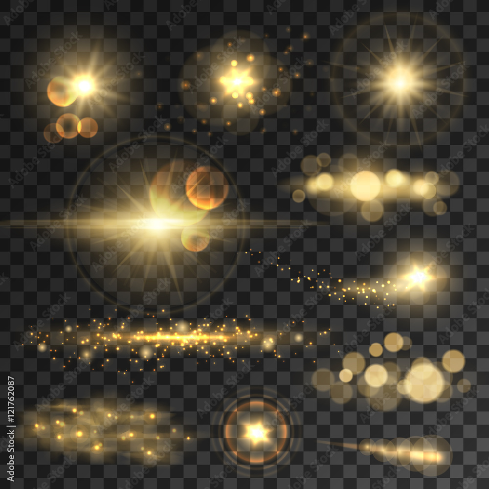 Golden glitter bokeh lights and sparkles - obrazy, fototapety, plakaty 