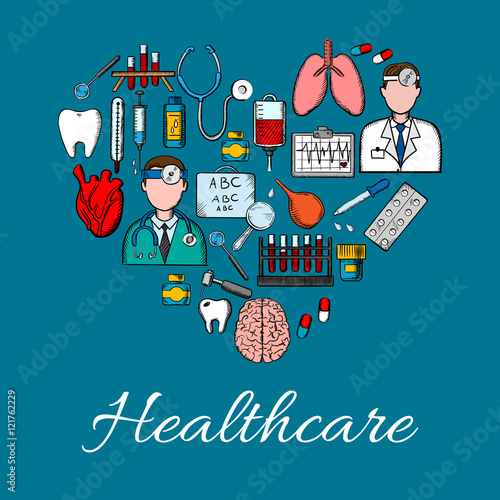 Medical icons and symbols background