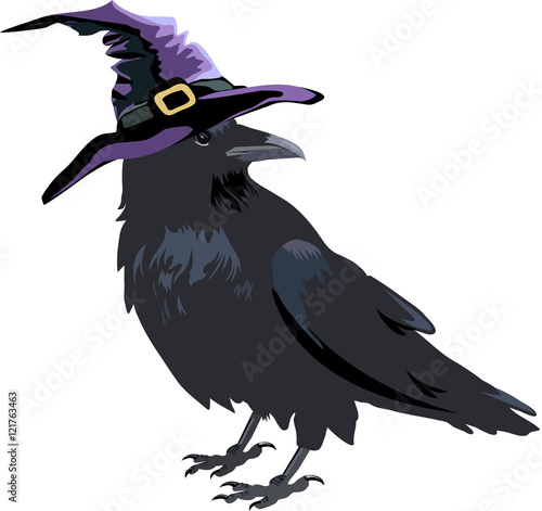 Halloween crow in hat