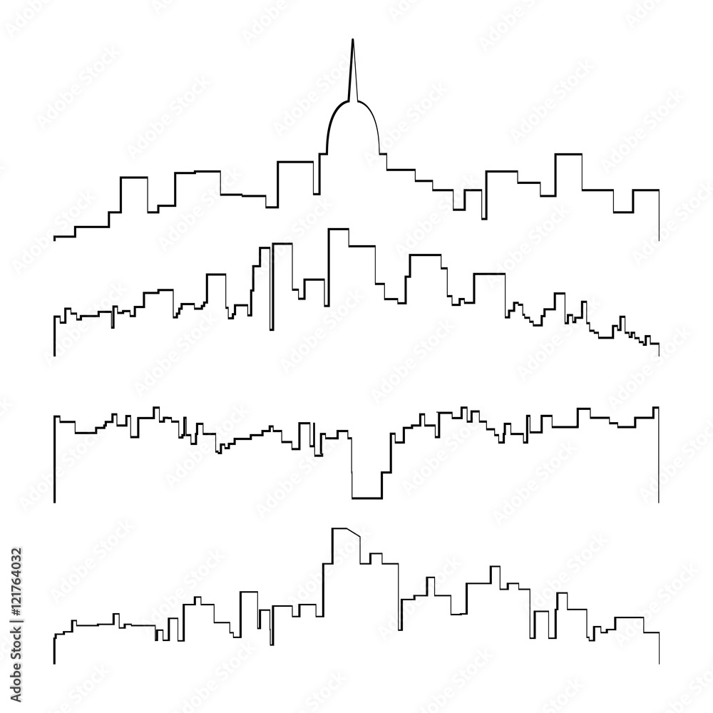 city silhouette stroke