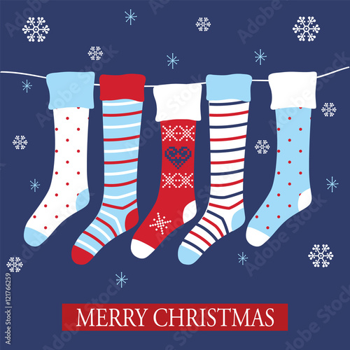 Christmas stockings suitable for greeting card,bag & gift box design