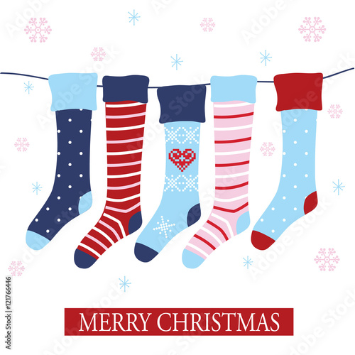 Cute christmas stockings suitable for greeting card,bag & gift box design