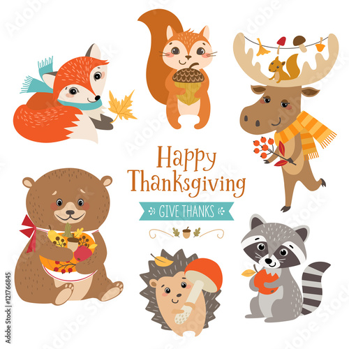 Thanksgiving cute forest animals
