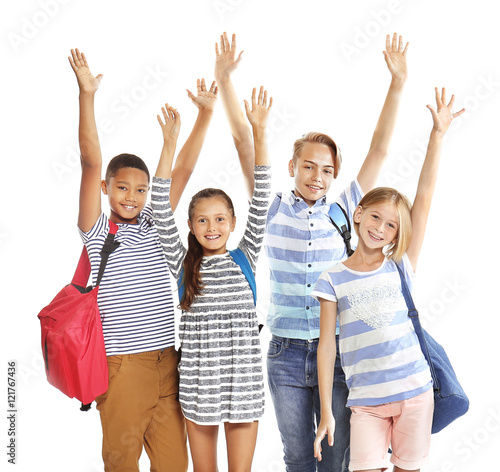 Cute schoolchildren, isolat...