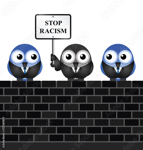 Representation of bigotry with stop racism message