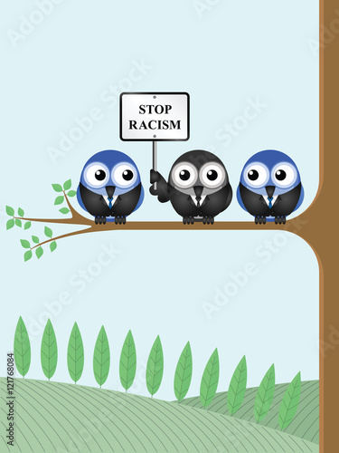 Representation of bigotry with stop racism message