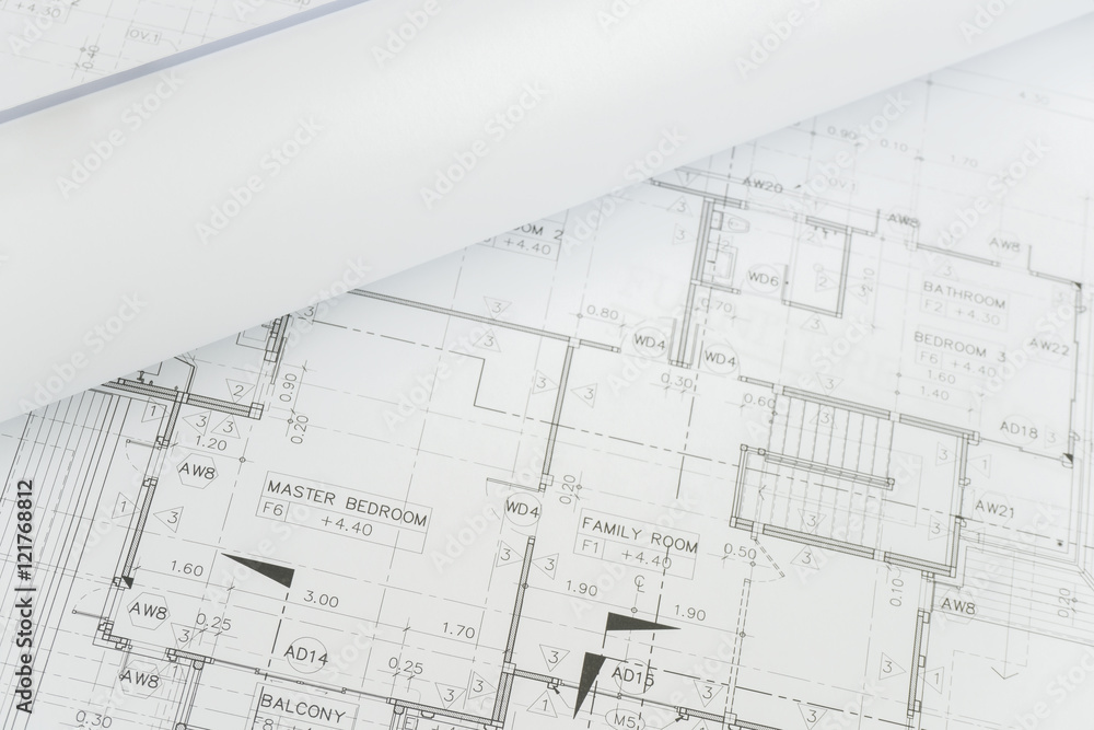 architectural drawing paper rolls of a dwelling for construction architectural drawing paper rolls of a dwelling for construction