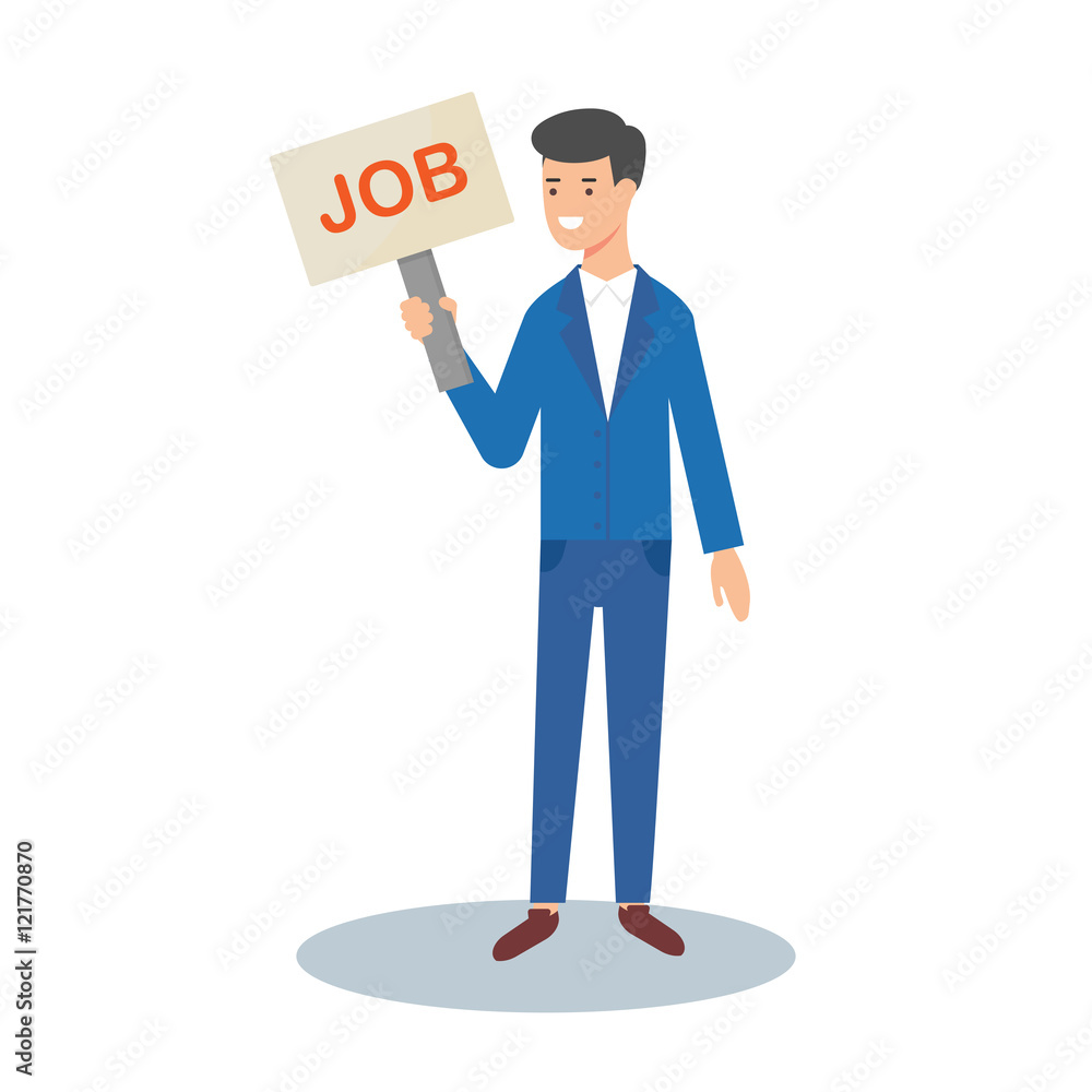 Job vacancy, vector illustration of a businessman Job vacancy, vector illustration of a businessman