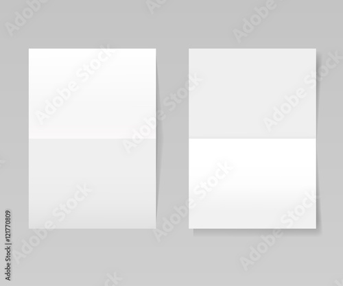 Folded realistic blank sheets of paper mockup