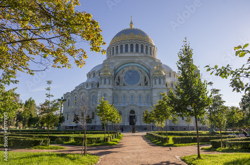 Naval Cathedral of St. Nicholasin Kronstadt at Sunny day ,Russia