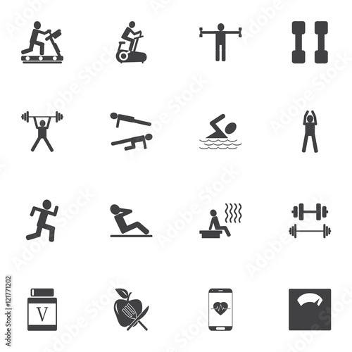 fitness people icons set