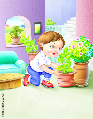 Boy planting