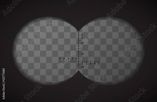 View from the binoculars on transparent background