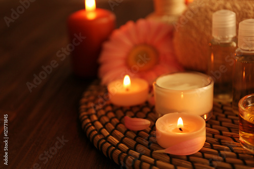 Composition of spa treatments and gerbera flower