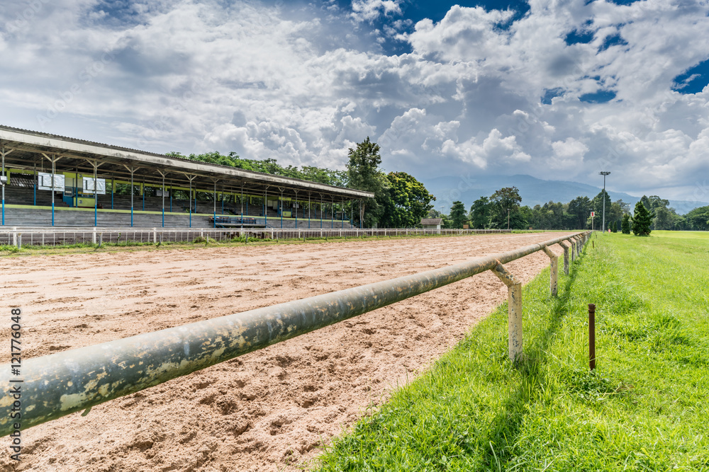 Old wooden grandstand of racecourse Old wooden grandstand of racecourse