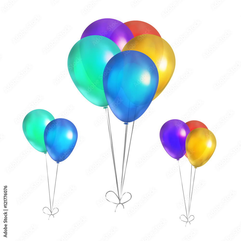 Glossy colorful balloons isolated on white Glossy colorful balloons isolated on white