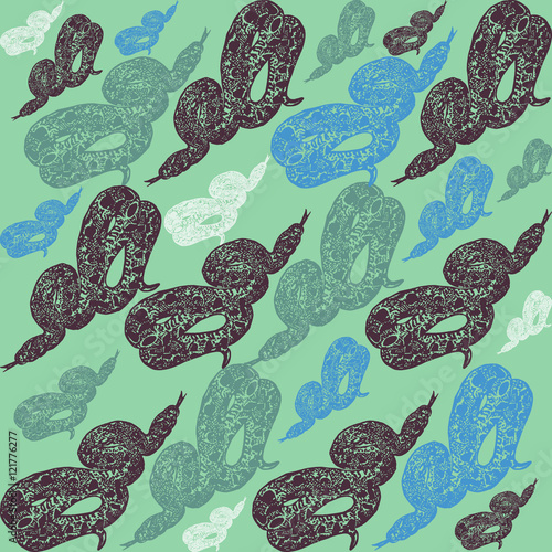 Linocut tropical Boa Constrictor snake background