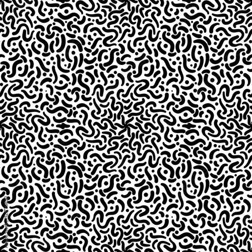 Black swirls on white, seamless pattern