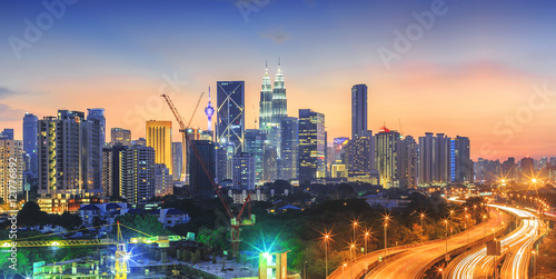 Canvas Print Kuala Lumpur city skyline on beautiful sunset