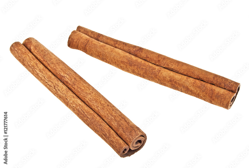 Two cinnamon sticks isolated on white background Two cinnamon sticks isolated on white background