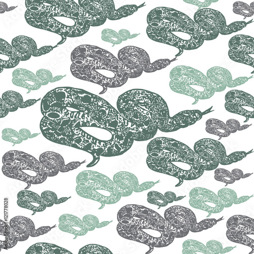 Linocut tropical Boa Constrictor snake background