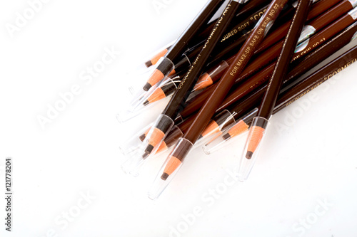 Eyebrow pencil on white background ,selective focus