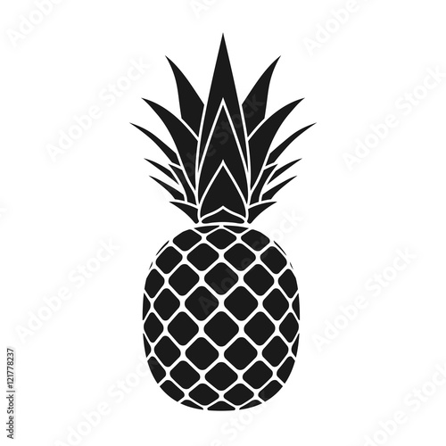 Canvas Print Pineapple with leaf icon