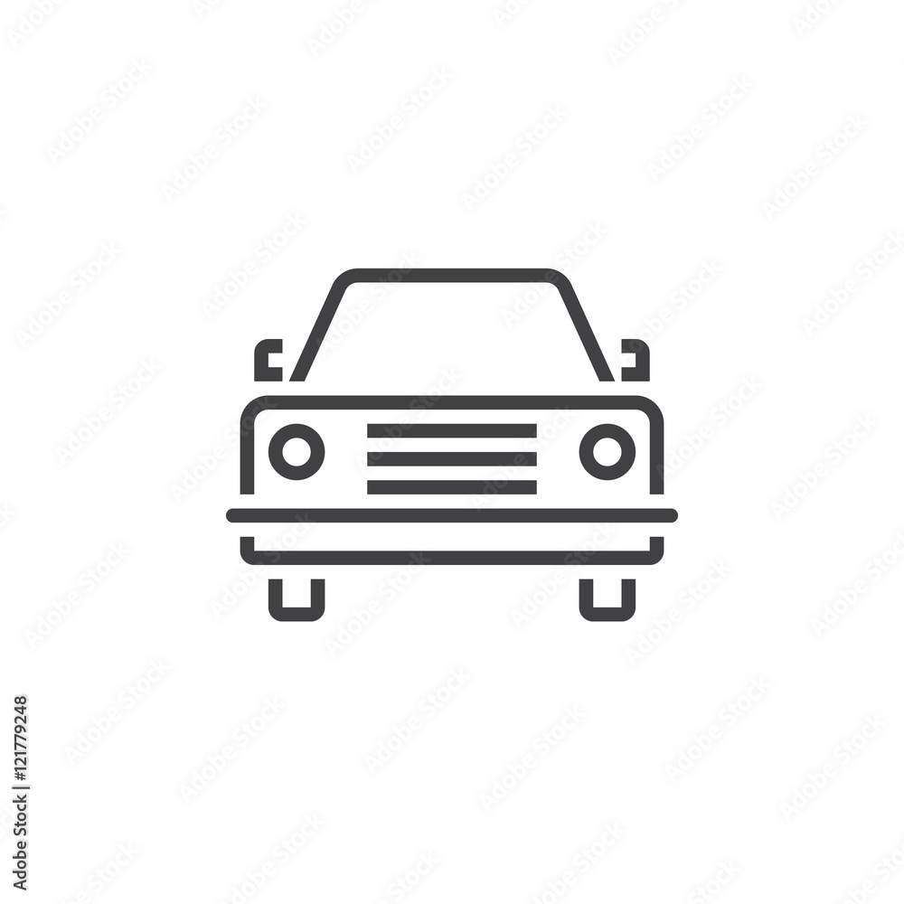 car line icon, outline automobile vector sign, linear pictogram isolated on white, logo illustration