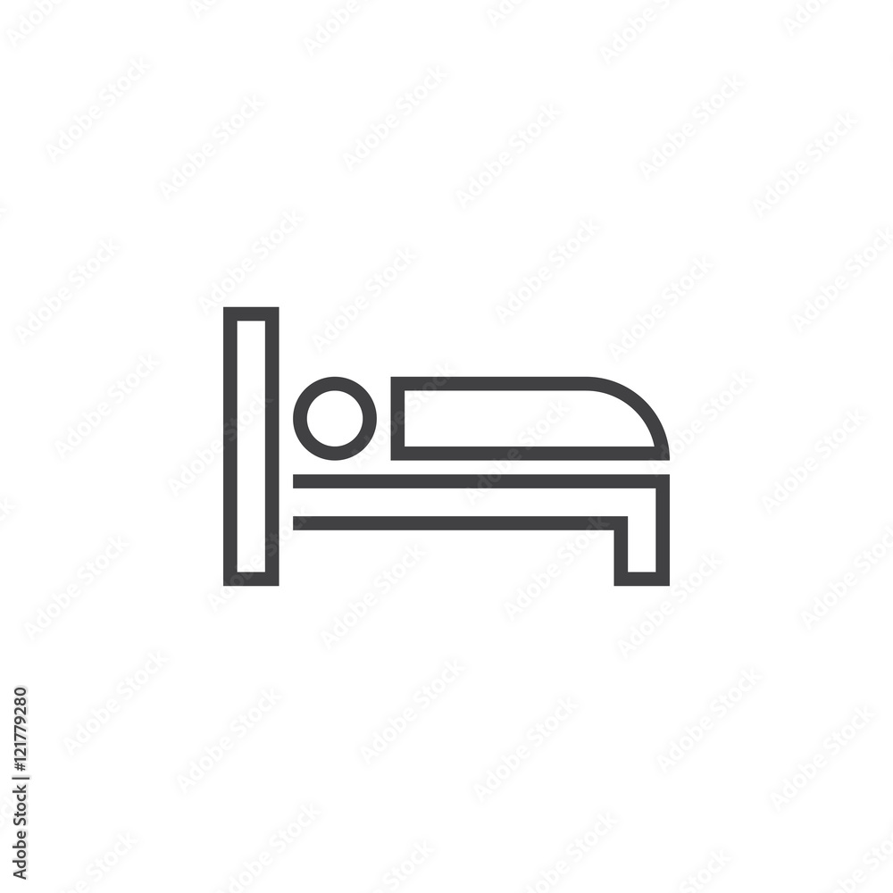 bed line icon, outline hotel room vector sign, linear pictogram isolated on white, logo illustration bed line icon, outline hotel room vector sign, linear pictogram isolated on white, logo illustration