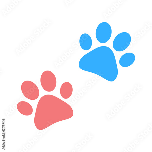 Paw print vector pink and blue