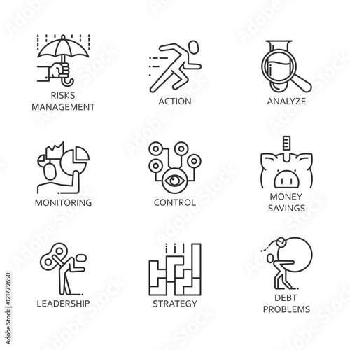 line vector set icons symbol business process