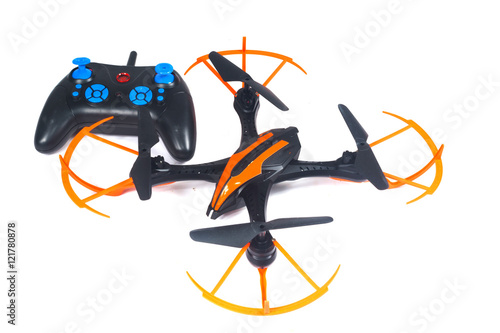 Drone with Remote in white background 