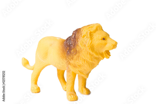 rubber lion on white background  