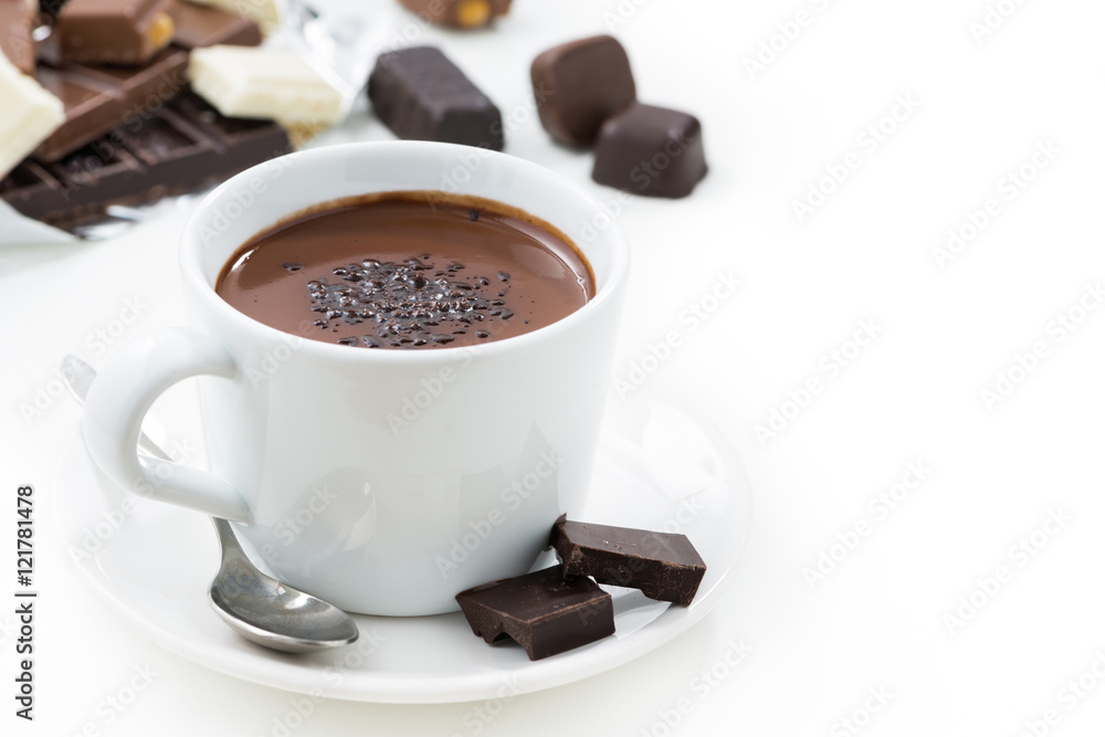 hot chocolate on a white background, closeup, isolated hot chocolate on a white background, closeup, isolated