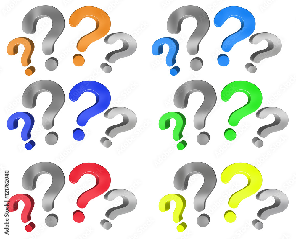 Colorful question marks collection 3D rendering Colorful question marks collection 3D rendering