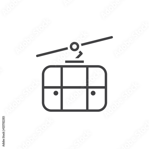 cableway line icon, outline ropeway vector sign, linear pictogram isolated on white, logo illustration
