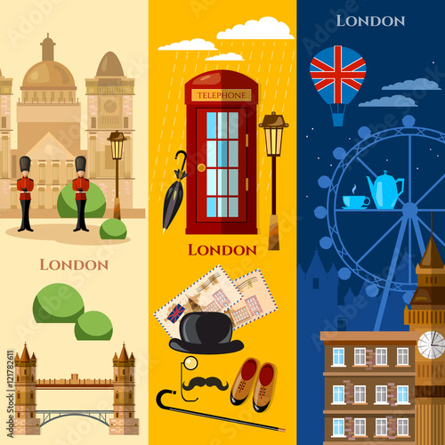 London banner United Kingdom buildings royal guards attraction