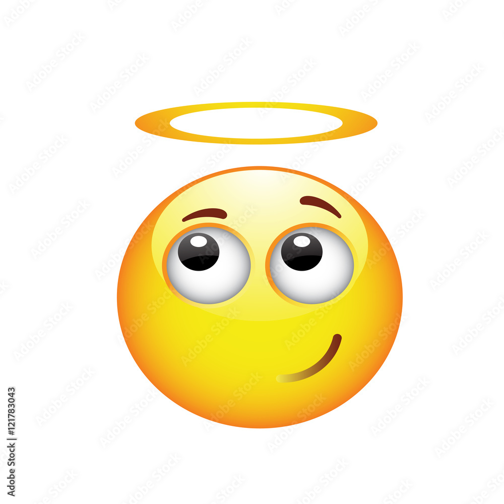 Fototapeta premium Smiling smiley with an angelic halo
