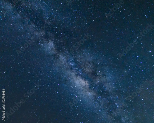 Milky way galaxy with stars and space dust in the universe, Long exposure photograph,with grain