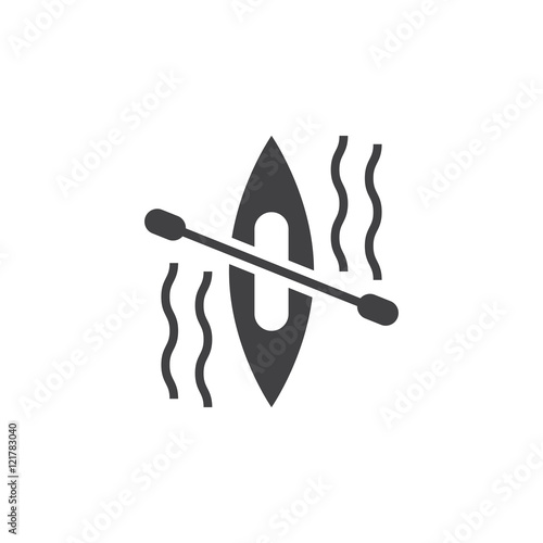 kayak icon vector, canoe solid sign, pictogram isolated on white, logo illustration