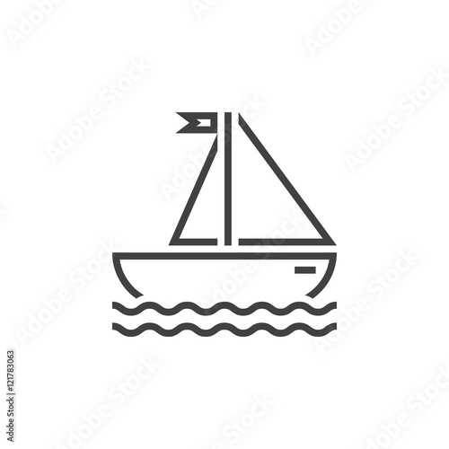 sailing ship line icon, outline sailboat vector sign, linear pictogram of yacht isolated on white, logo illustration
