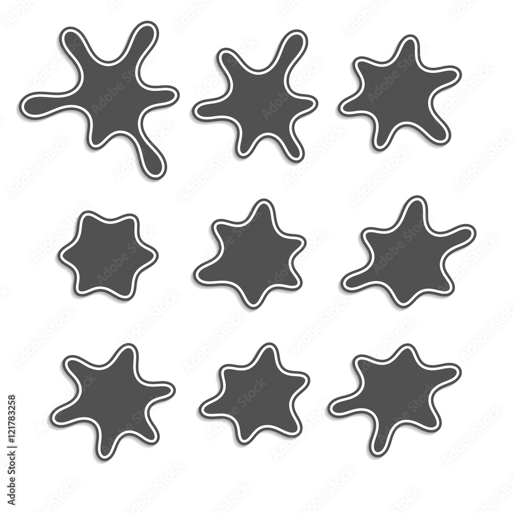 Vector illustration of black ink blot. Set of abstract black blots. Vector illustration of black ink blot. Set of abstract black blots.