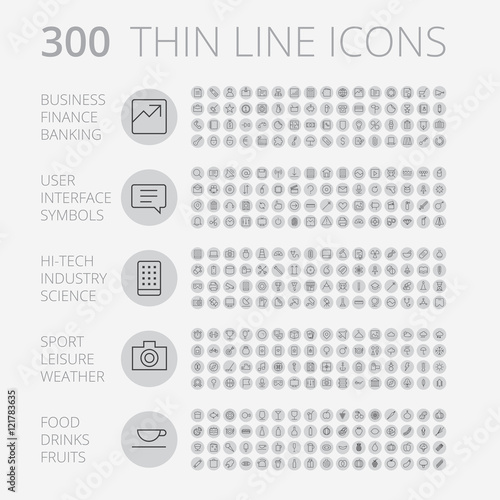 Thin Line Icons For Business, Technology and Leisure